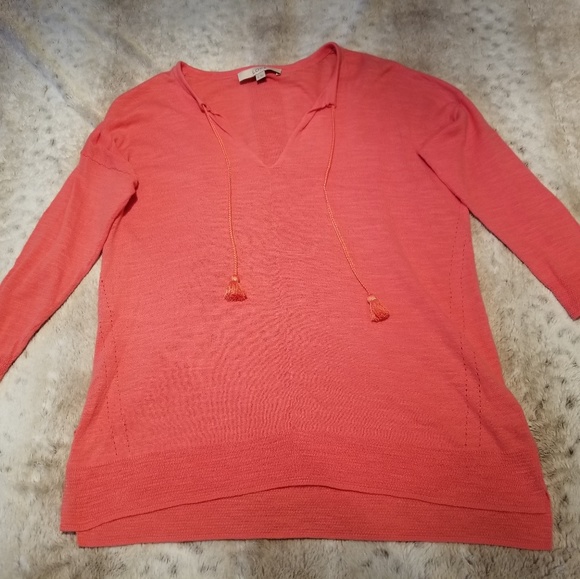LOFT Tops - Ann Taylor Loft Light Pink Tunic w Tassels